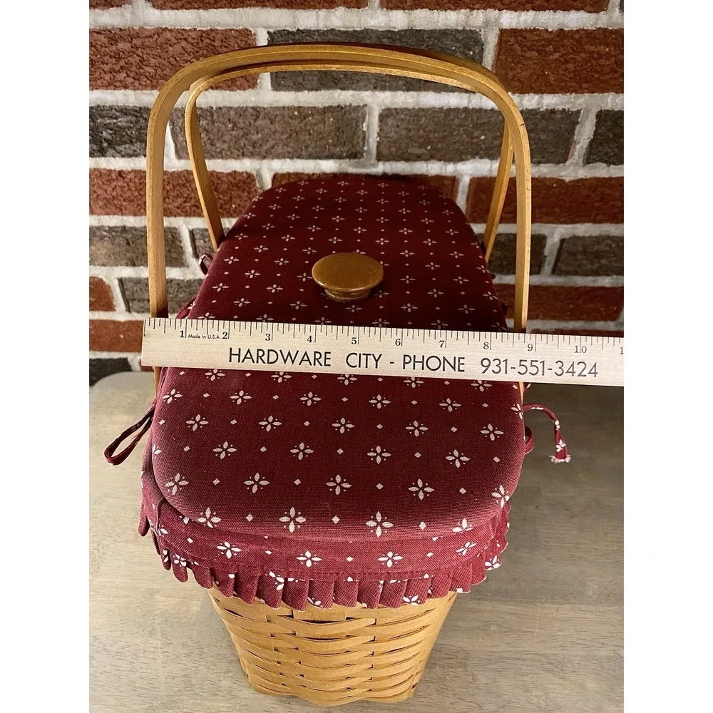 Vintage Longaberger Magazine Basket With Lid, Liner & Protector 1976